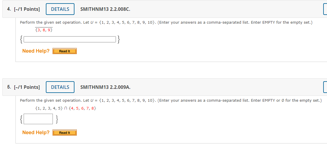 = {1, 2, 3, 4, 5, 6, 7, 8, g, 10}. (Enter