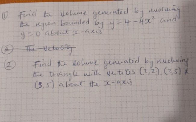volume generated by ruling He region bounded by 4 = 4-4202 and