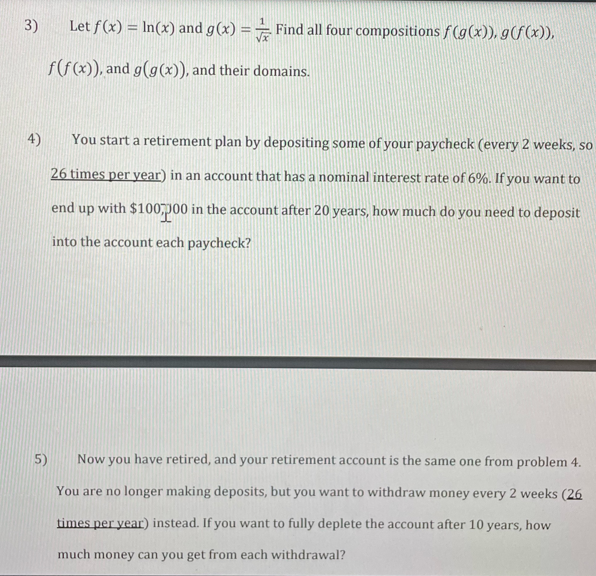 Please help! Thank you 3) Let f (x) = In(x) and
