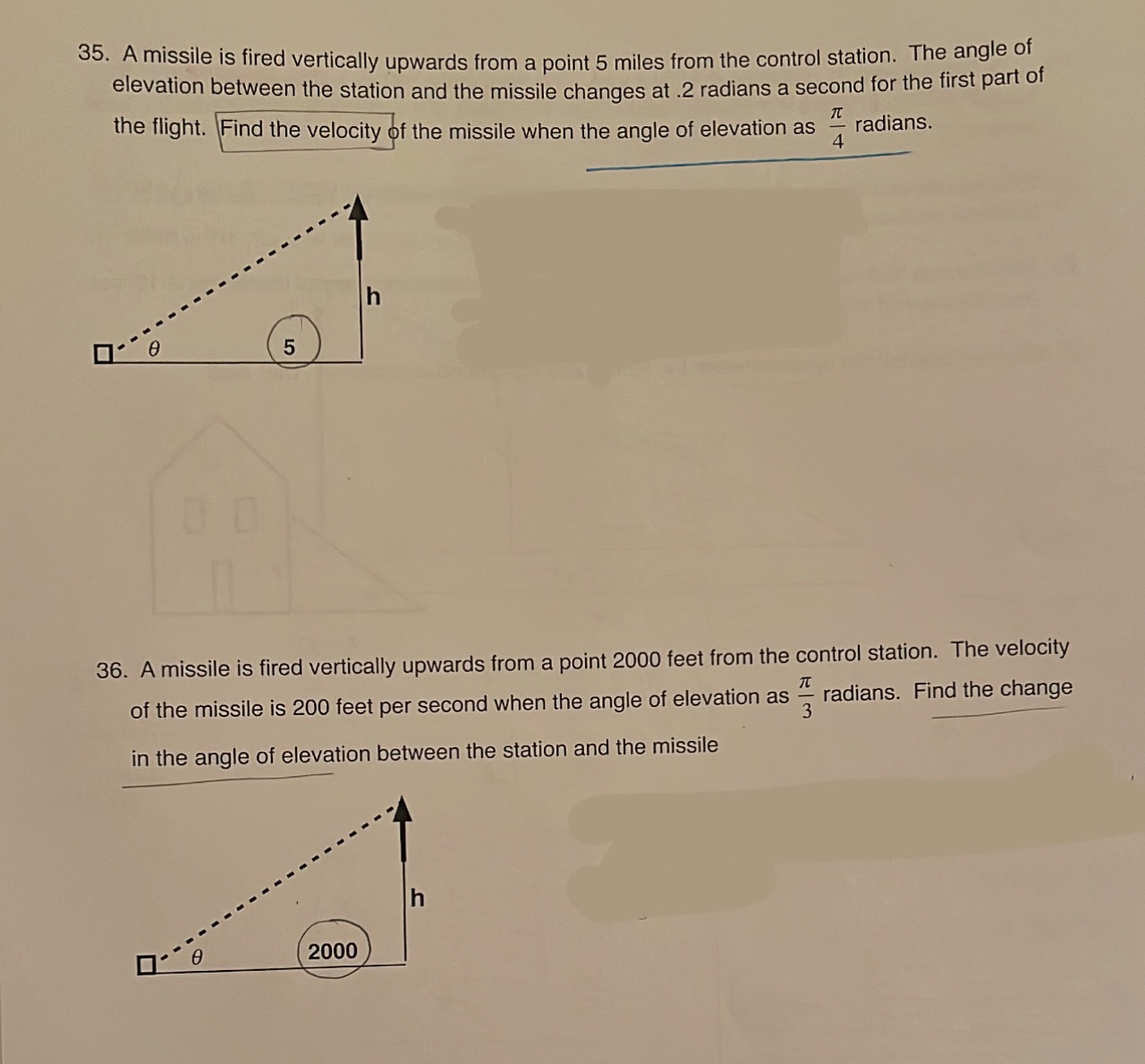  35. A missile is fired vertically upwards from a point 5