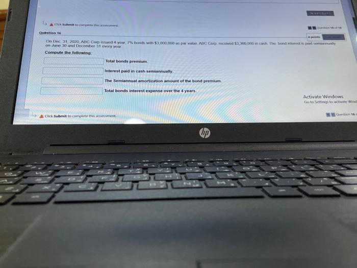  Click Submit to complete this asment Question 16 On Dec 31,