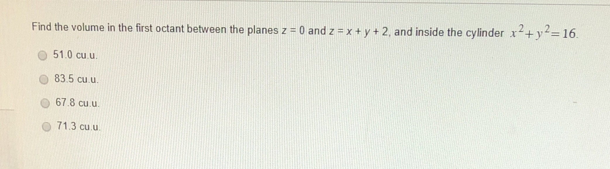 = 0 and z = x + y + 2, and inside