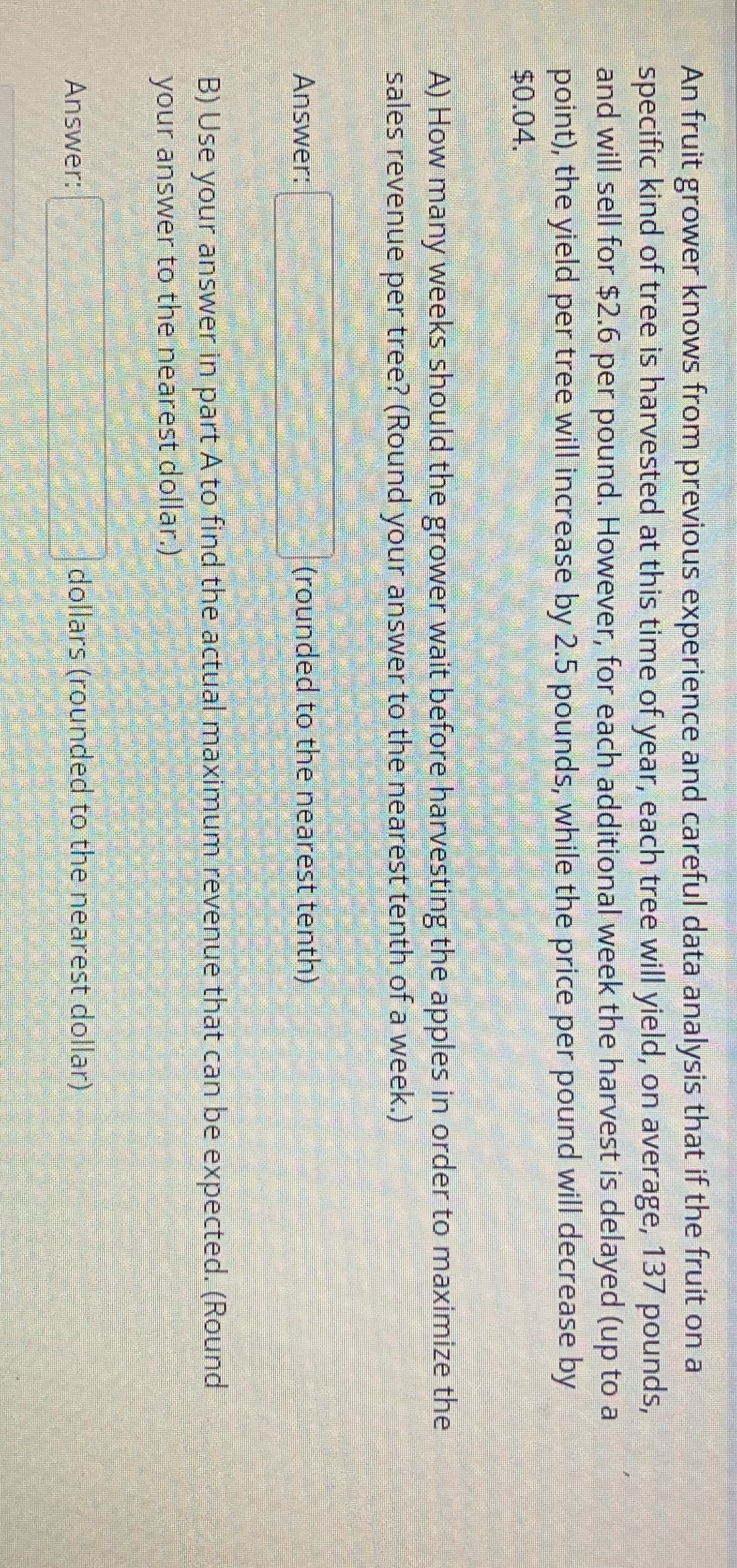 that if the fruit on a specific kind of tree is harvested