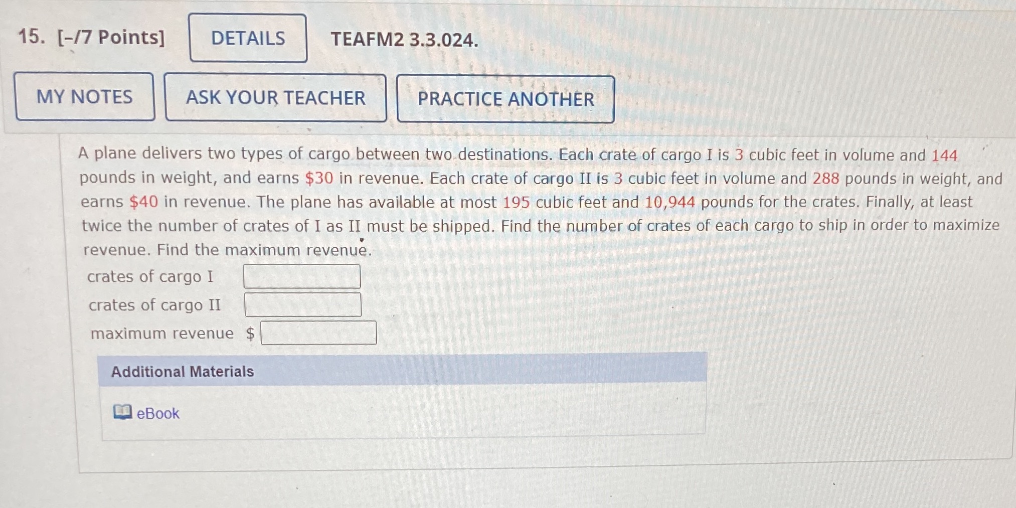 DETAILS TEAFM2 3.3.024. MY NOTES ASK YOUR TEACHER PRACTICE ANOTHER A plane