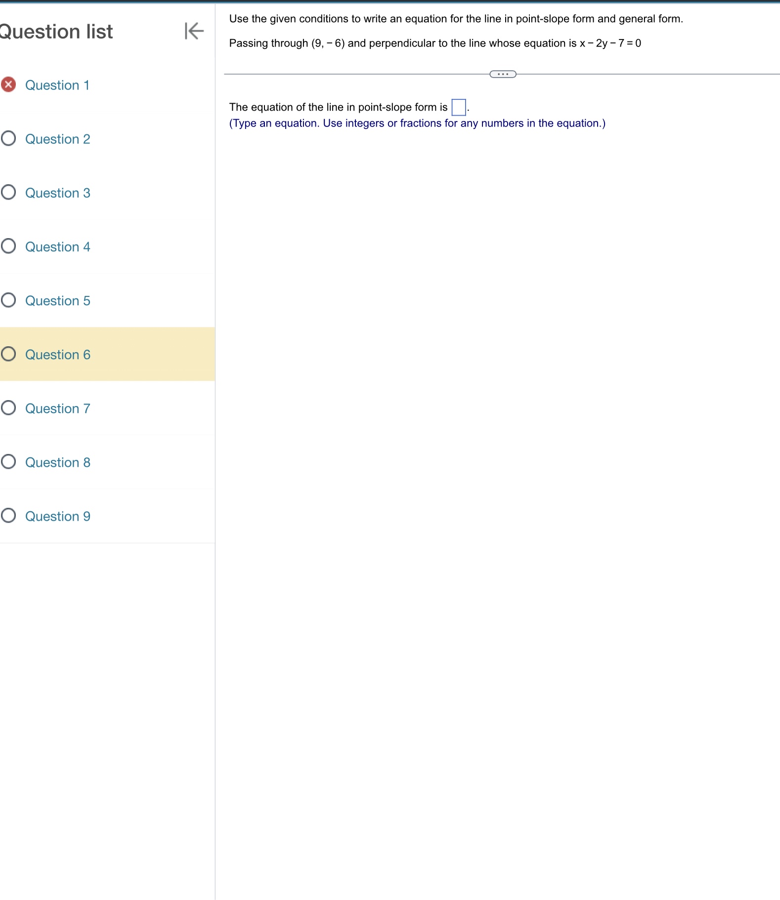 and has the same y-intercept as this line. x Question 1 The