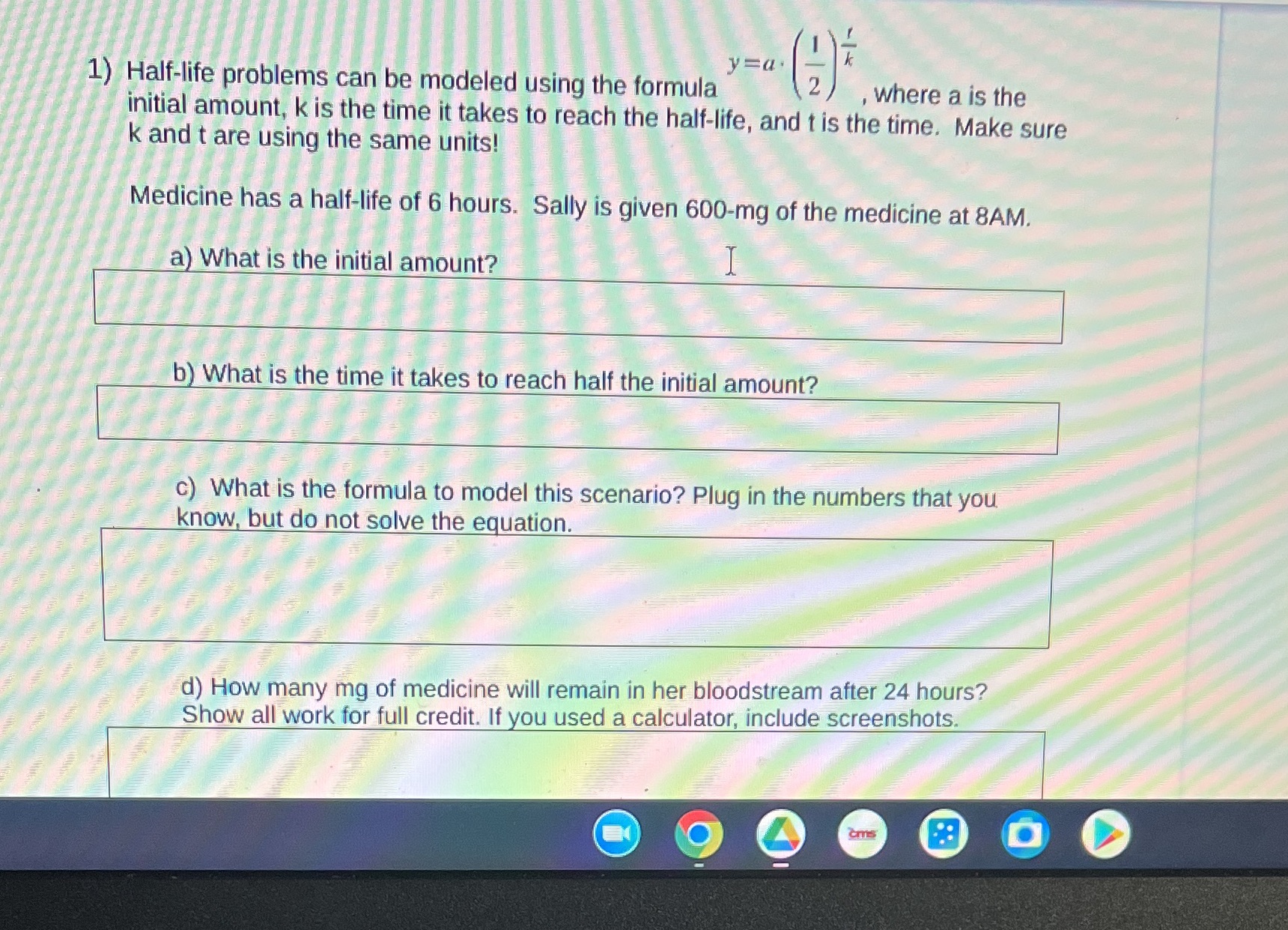  Please answer a) through d) . I f y=a ~ 1'