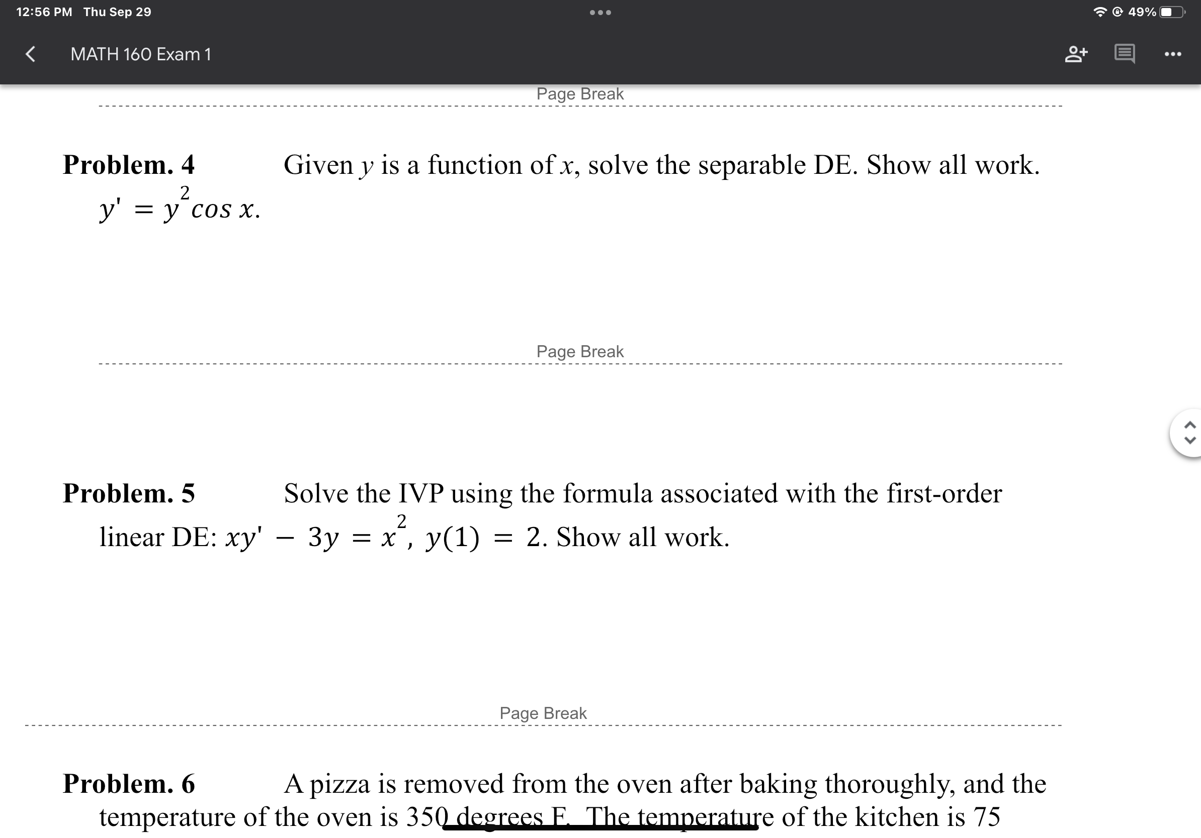carrying capacity. First-Order Linear DE SA(x) dx dx ay + A(x)y =