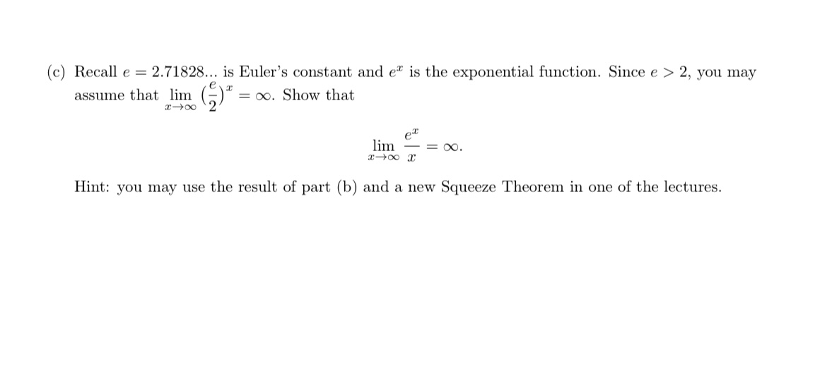 (c) Recall e = 2.71828... is Euler's constant and ed is