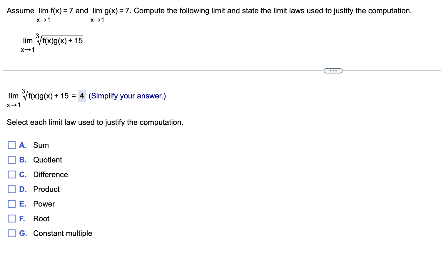 for which lim g(x) exists and state the value of the limit,