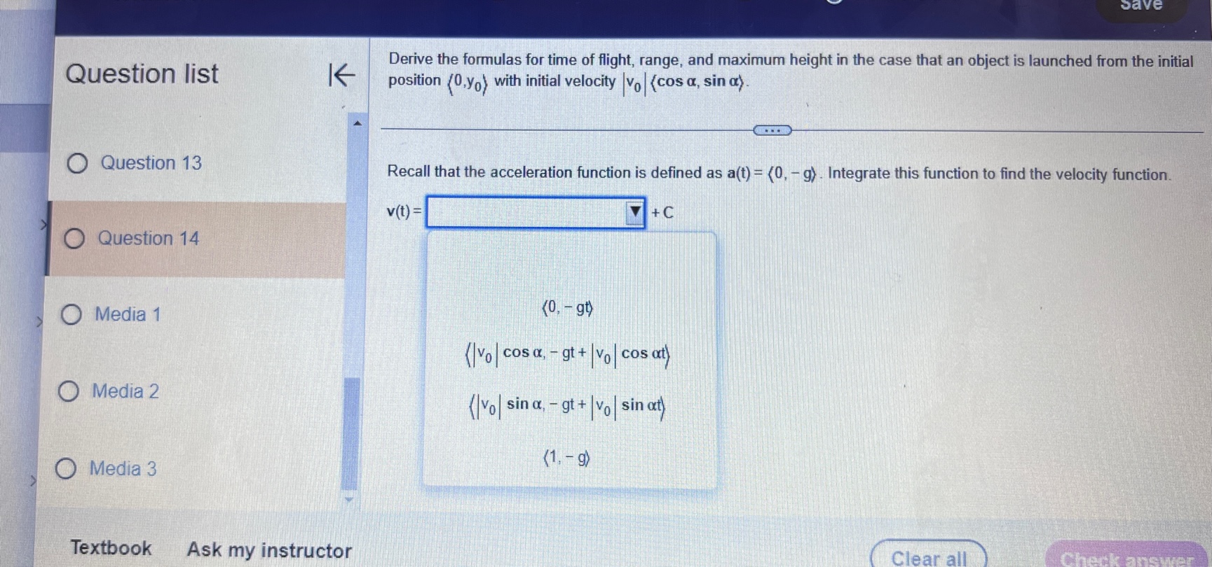 position functions r and R for two objects. Question list K a.