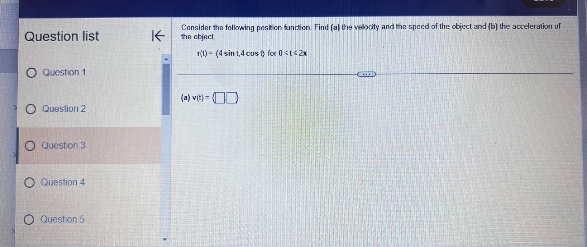 3t ), [a,b] =[0,6] R(t) = (8 + Int,2 - 3 In