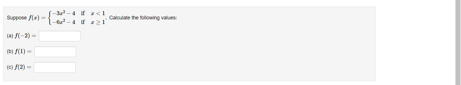 the following values: 1