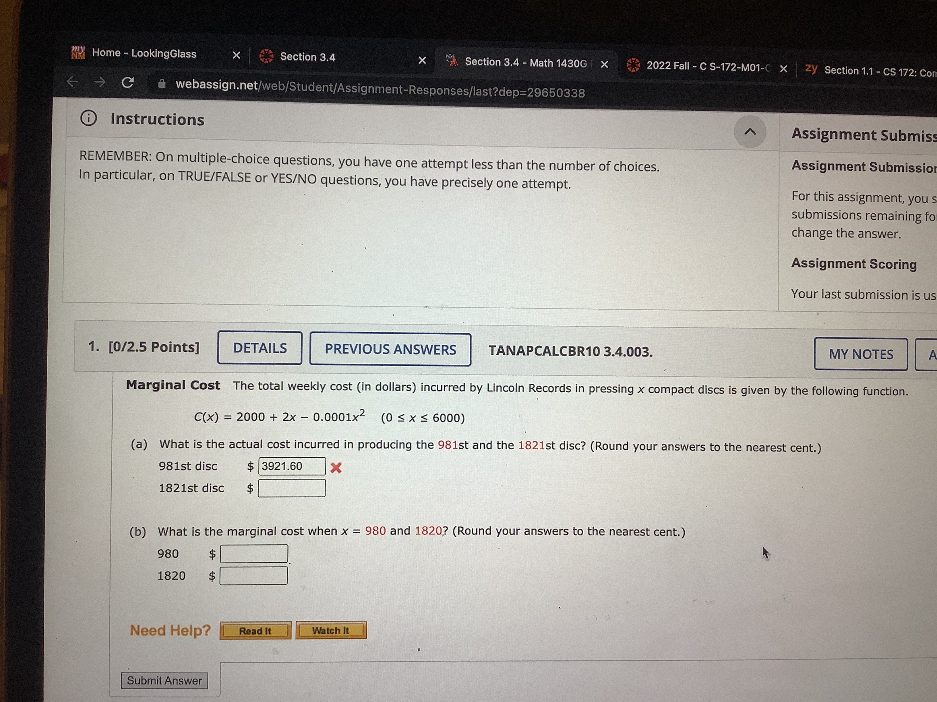 x 2022 Fall - c S172-M0'l x Section 1.1 - cs 172;