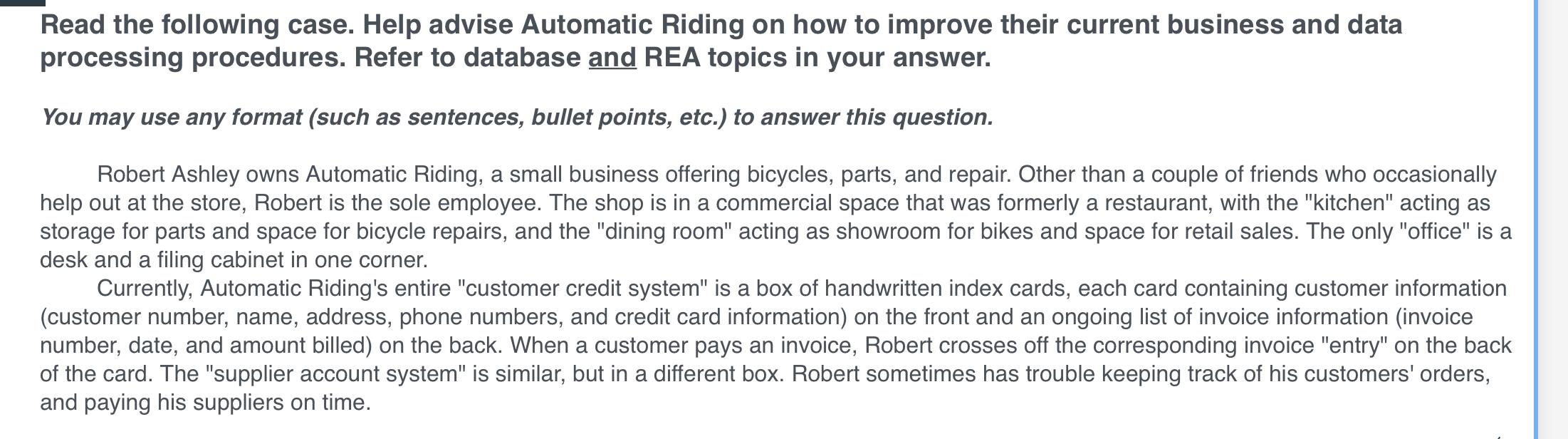  Read the following case. Help advise Automatic Riding on how to