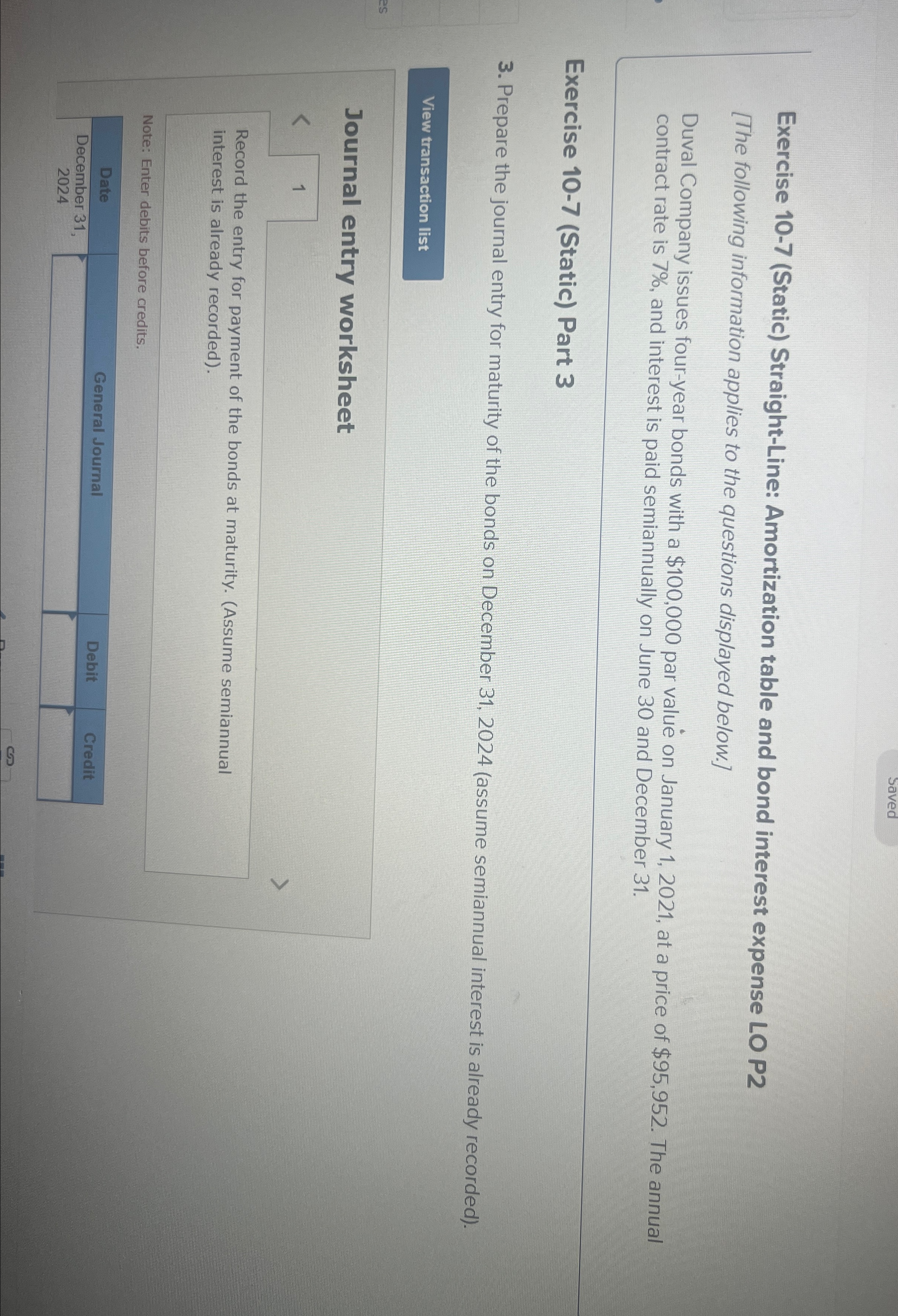 [The following information applies to the questions displayed below.] Duval Company issues