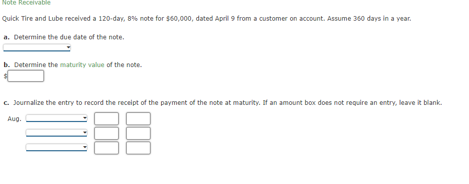 ?note for $60,000, ?dated April 9 ?from a customer on account. Assume