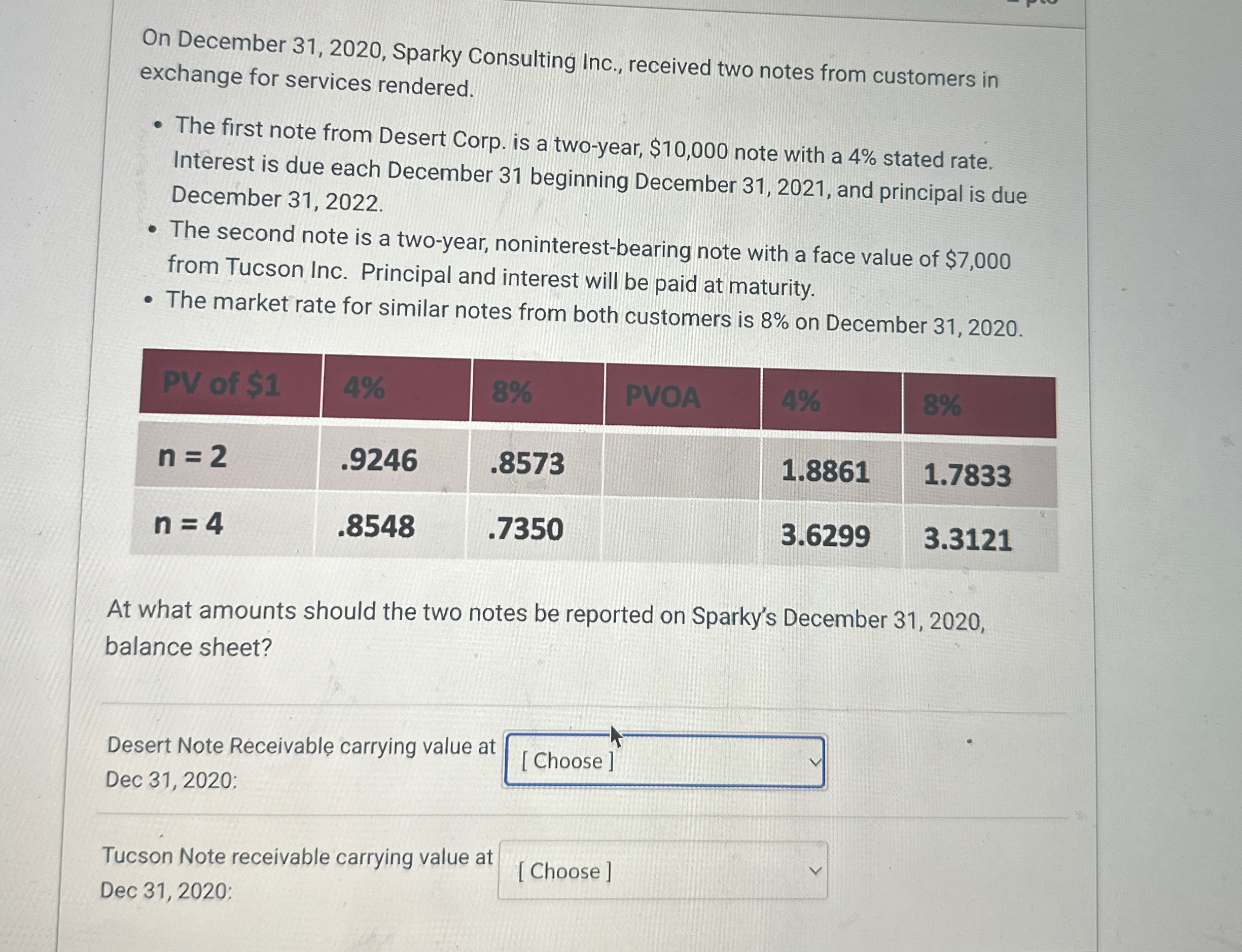 in exchange for services rendered. The first note from Desert Corp. is