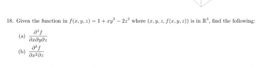 18. Given the function in z) = I + xyz where (x,