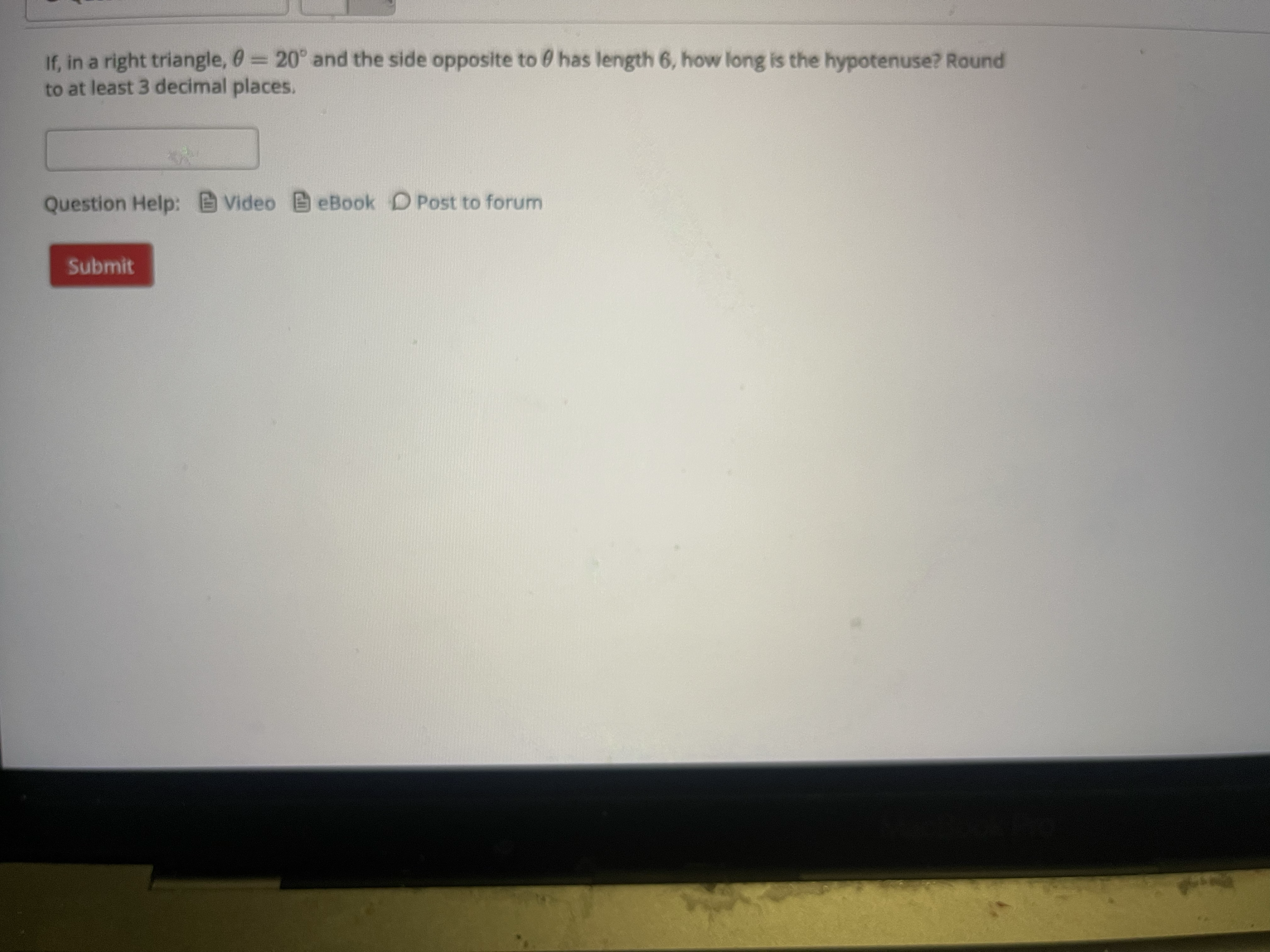 the side opposite to O has length 6, how long is the