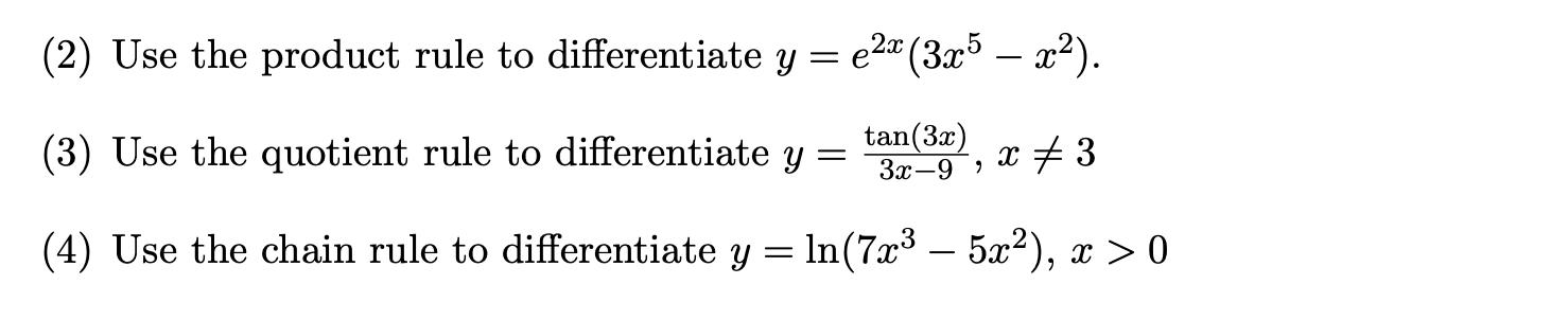  (2) Use the product rule to differentiate y = e2x(325 -