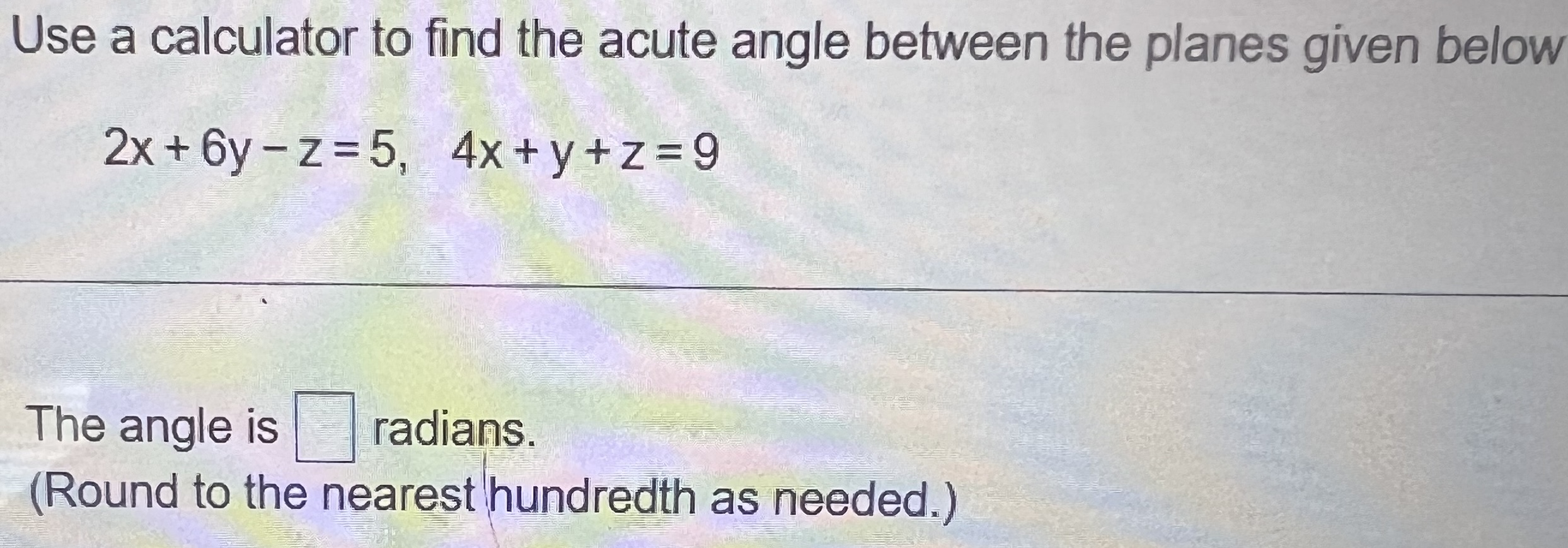 (Round to the nearest hundredth as needed.)Find the distance from the point