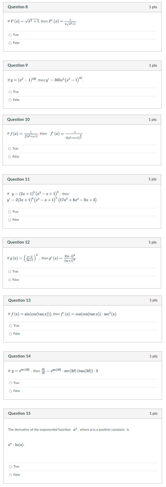 Question 8 1 pts If F (a) = Vaz + 1,