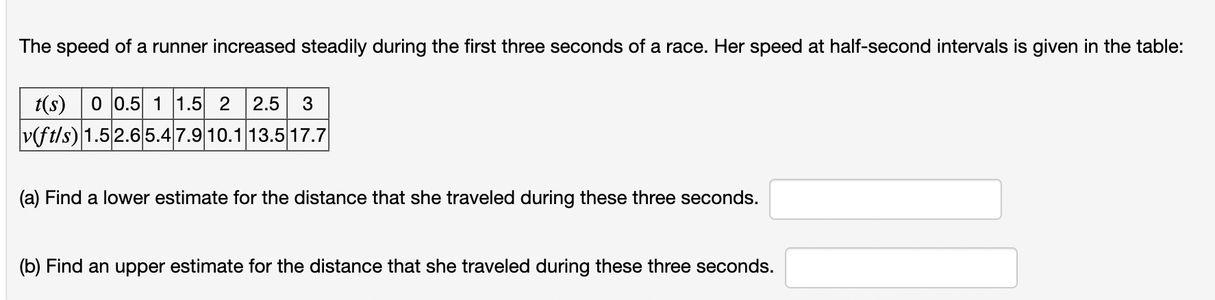 six decimal places) M4: The speed of a runner increased steadily during