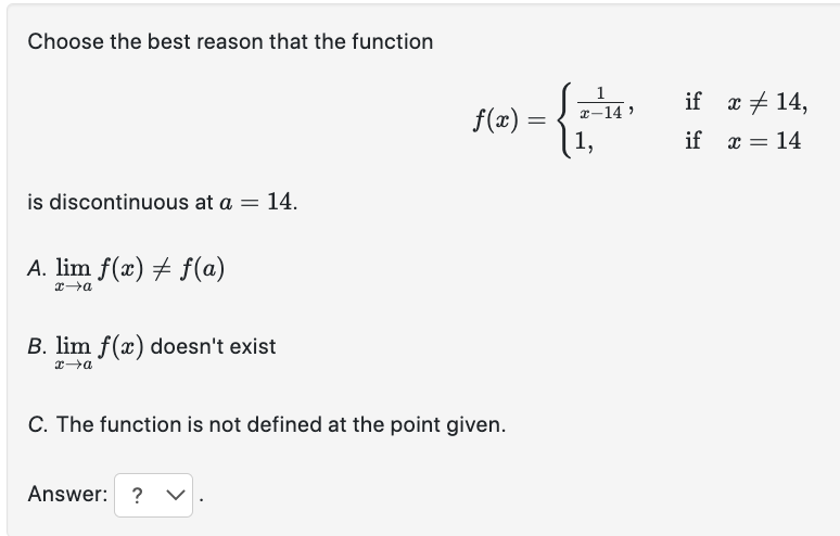 Choose the best reason that the function f(m)= $314, if \"14,
