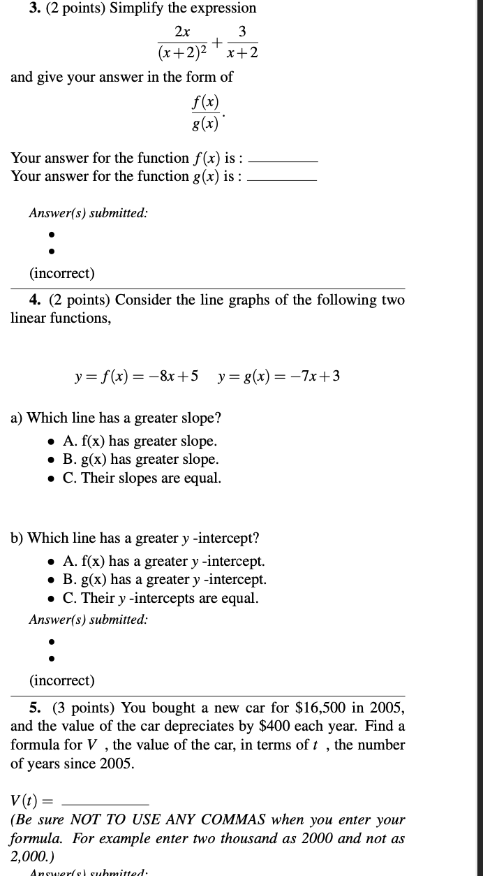 form of f (y) 80') ' Your answer for the function f
