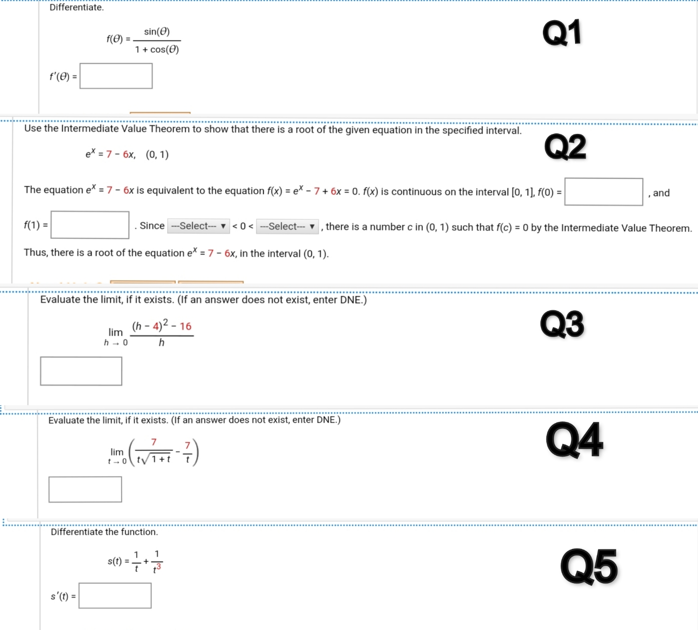 1 + cos(0) f'(e) = Use the Intermediate Value Theorem to show