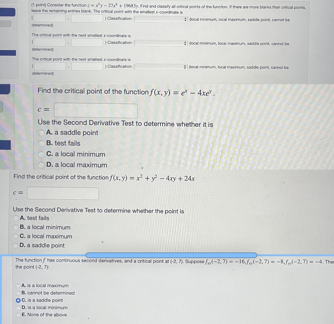  Need help with these plz (1 point) Consider the function z