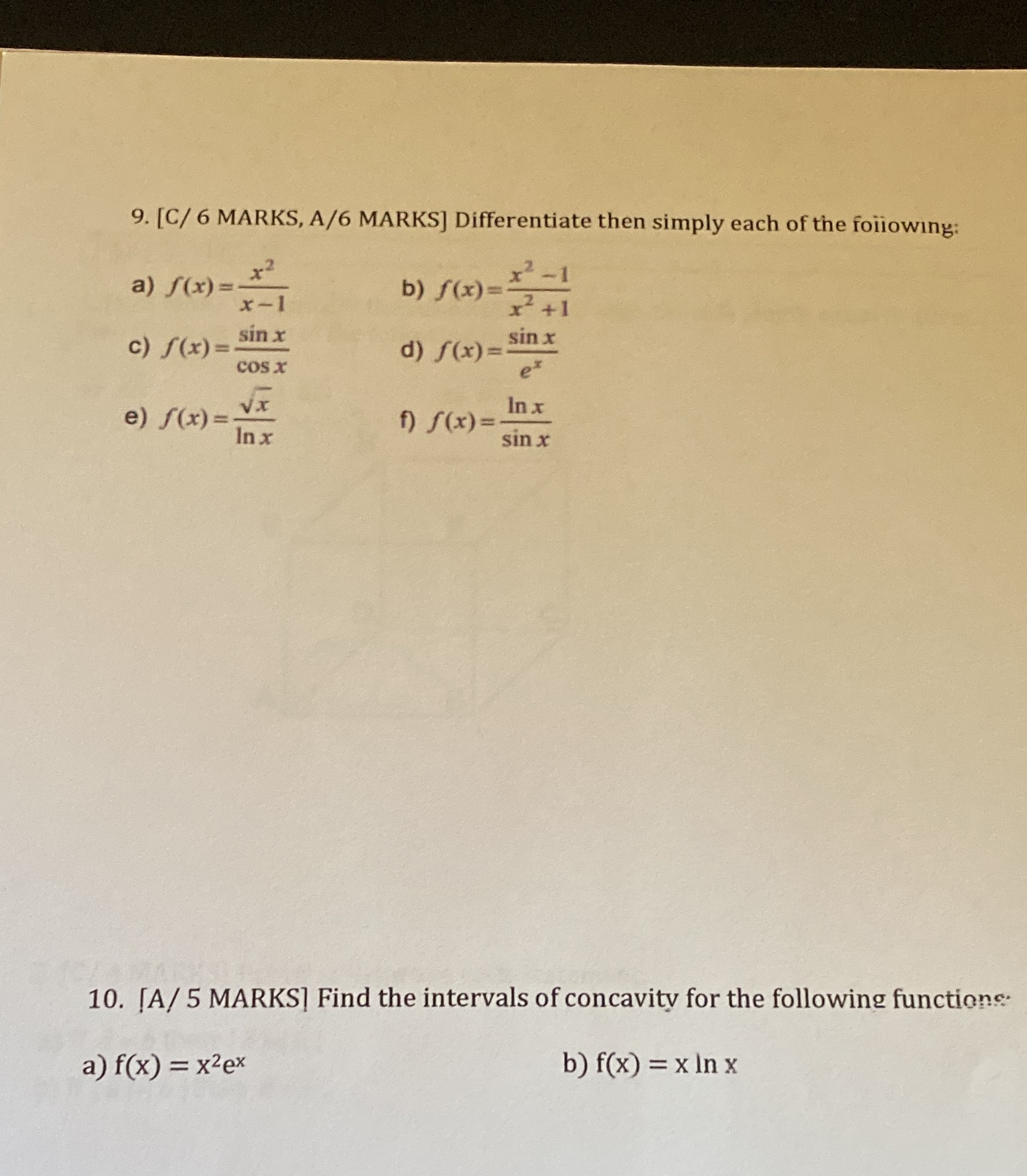  Both 9 and 10 please 9. [C/ 6 MARKS, A/6 MARKS]