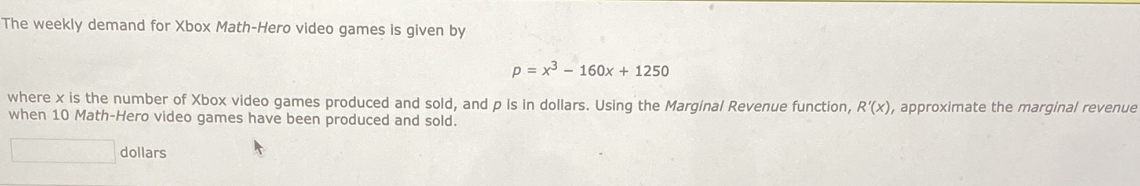 p= x - 160x + 1250 where x is the number of