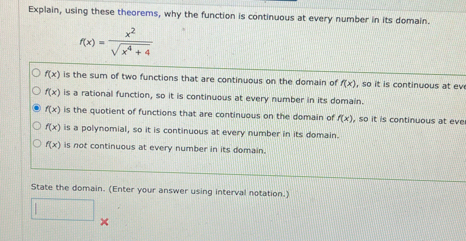 number in its domain. + 2 f( x ) = 4 4