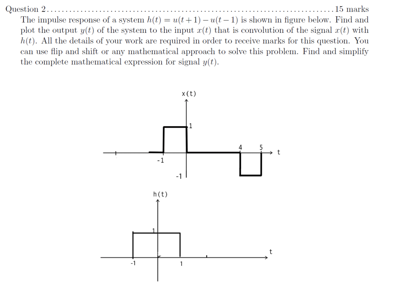 of a system h(t) = u(t + 1) -u(t -1) is shown