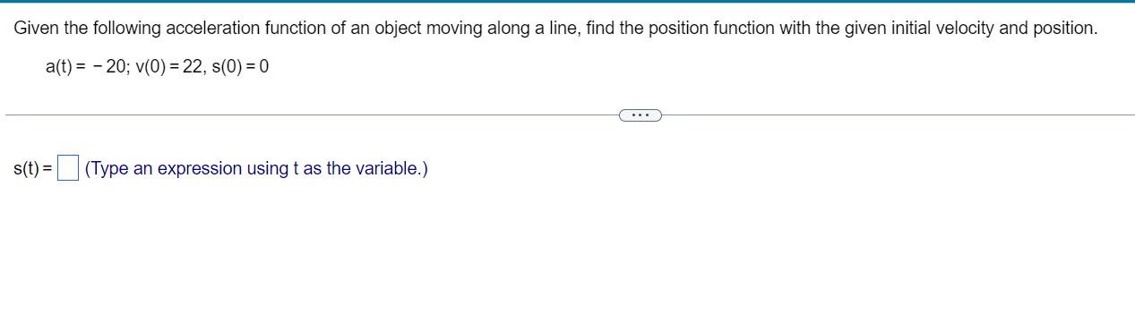 0.6t; v(0) = 0, s(0) = 1 . . . s(t) =