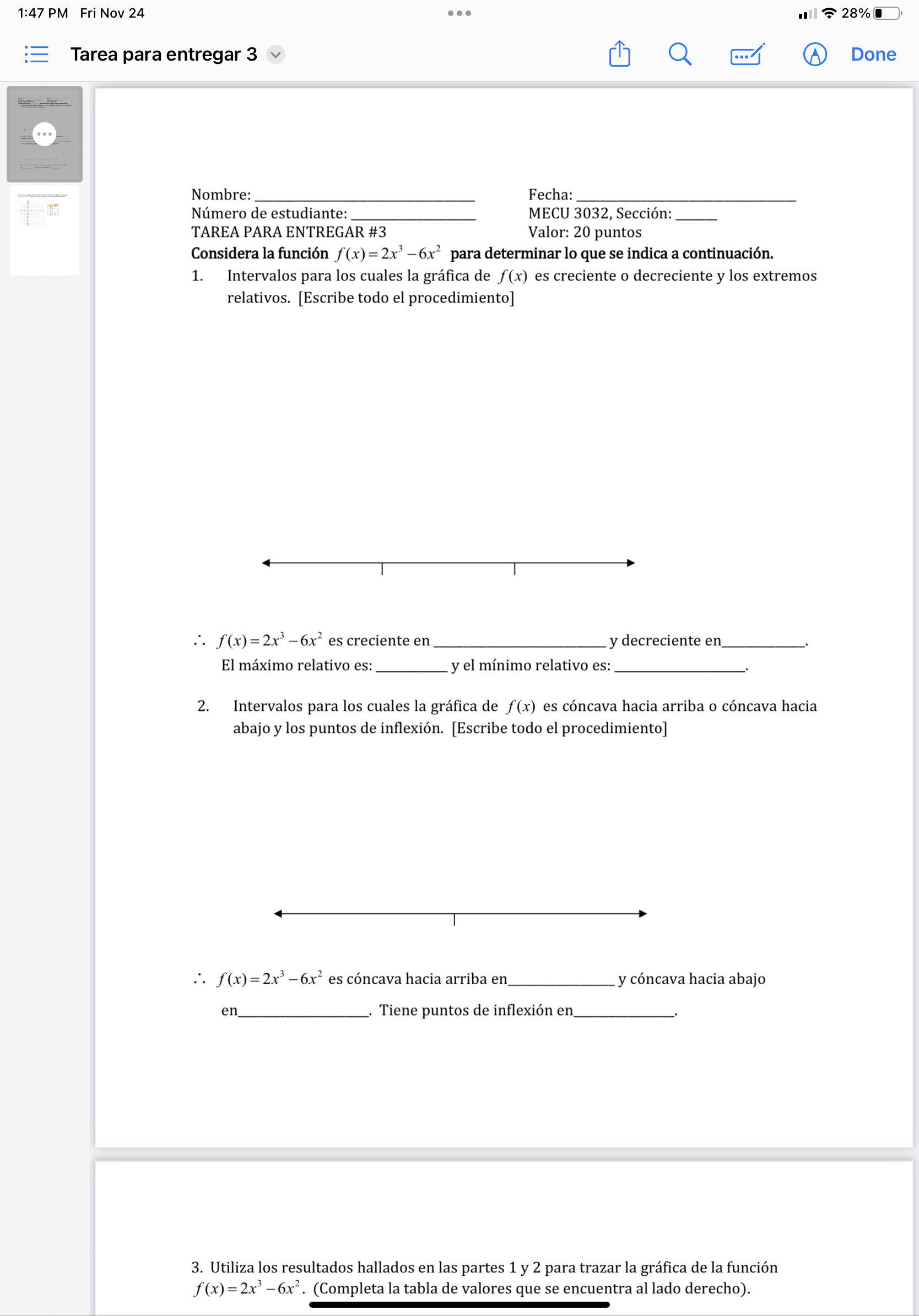 estudiante: TAREA PARA ENTREGAR #3 Q 280/0 @ Done Fecha: MECU 3032,
