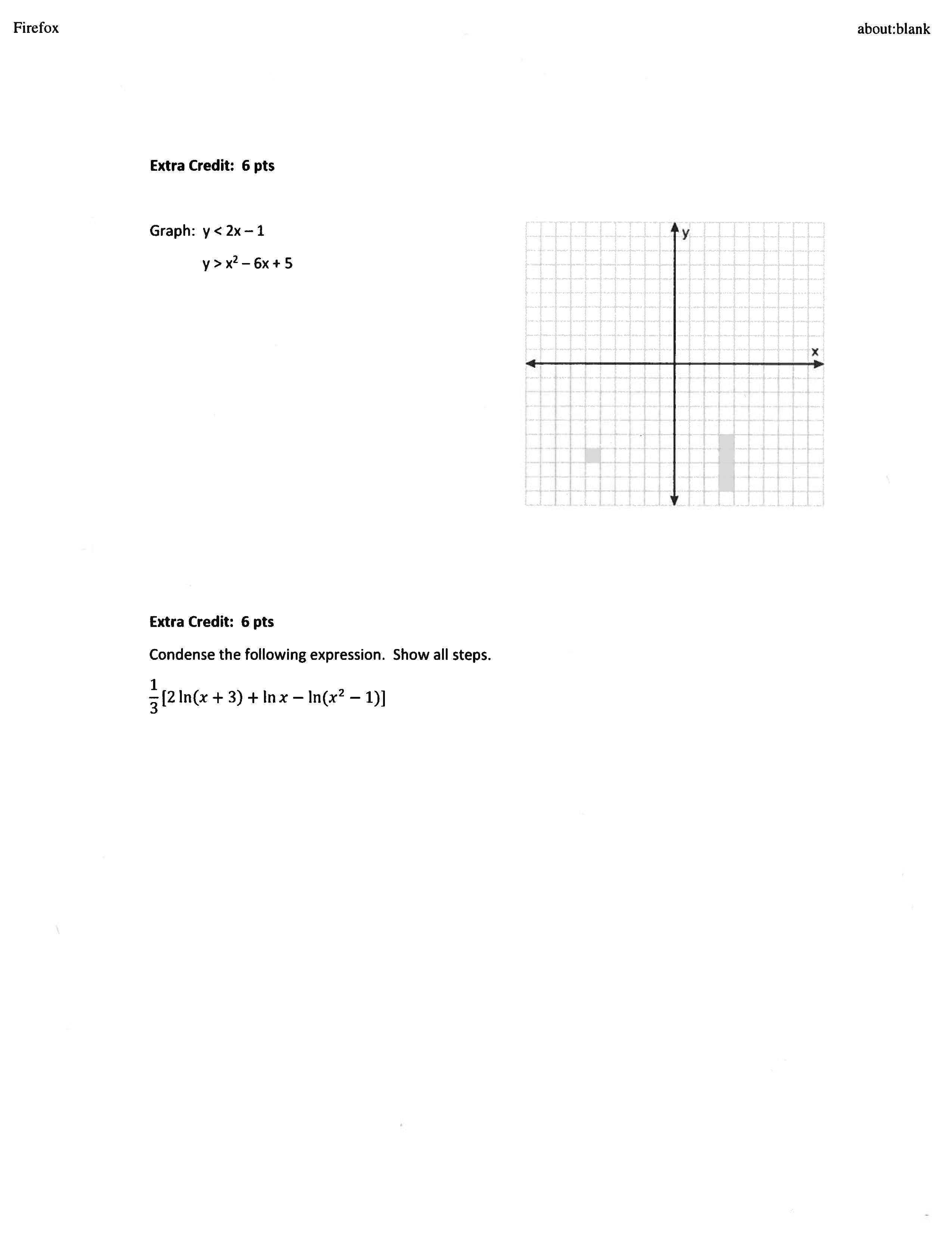 Firefox about:blank Extra Credit: 6 pts Graph: y x2 - 6x
