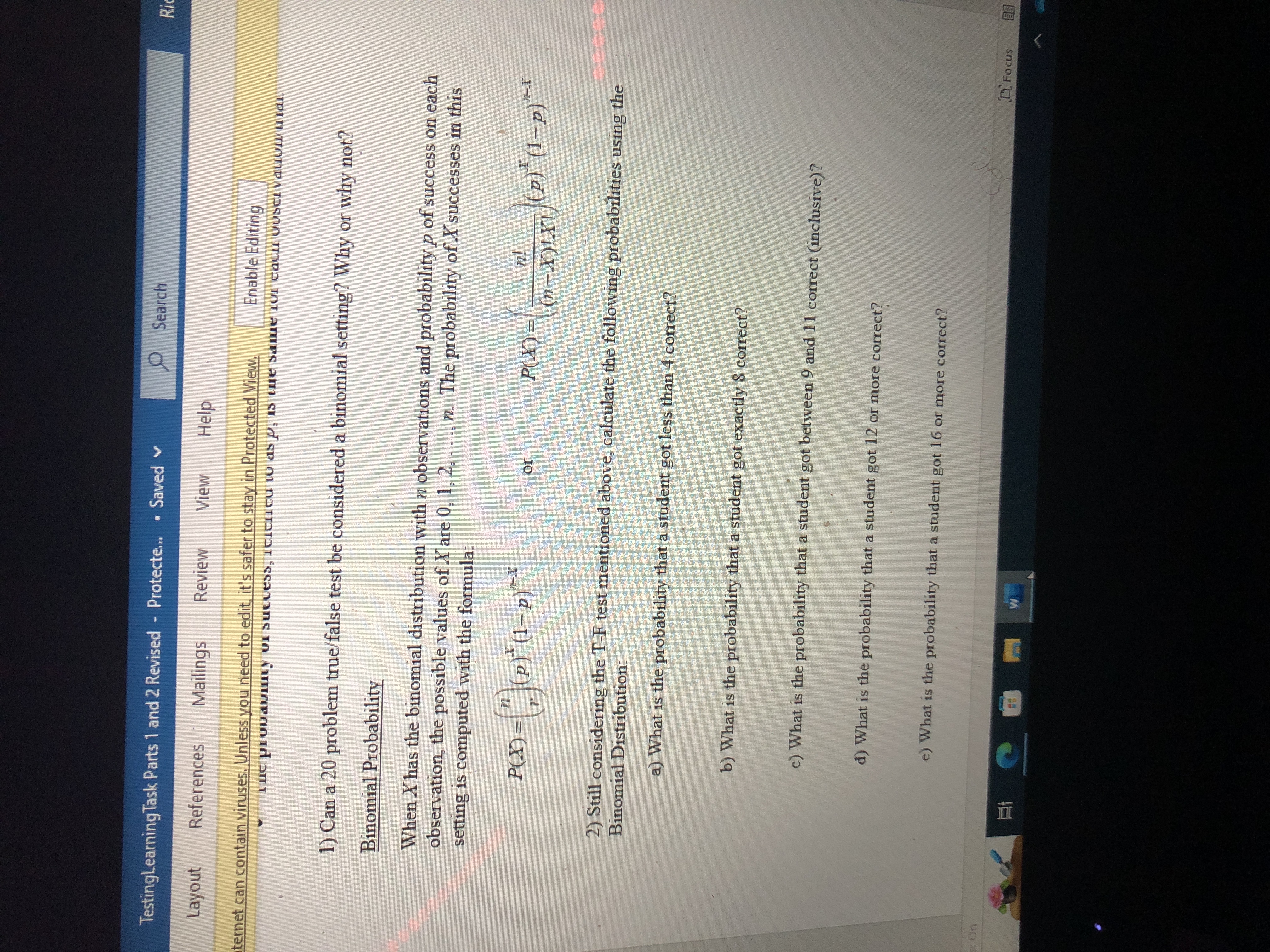  TestingLearning Task Parts 1 and 2 Revised - Protecte... . Saved