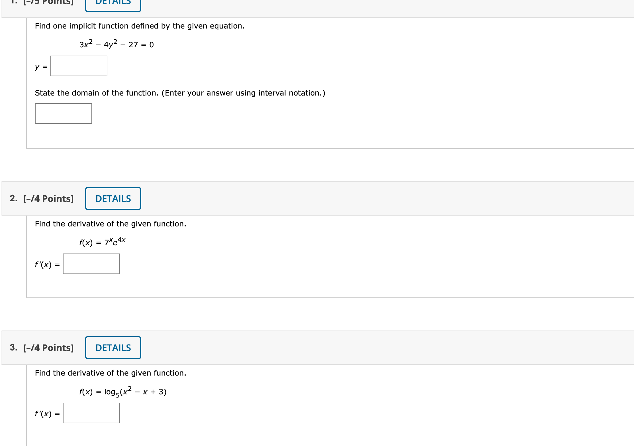 4y2 - 27 = 0 y : State the domain of the