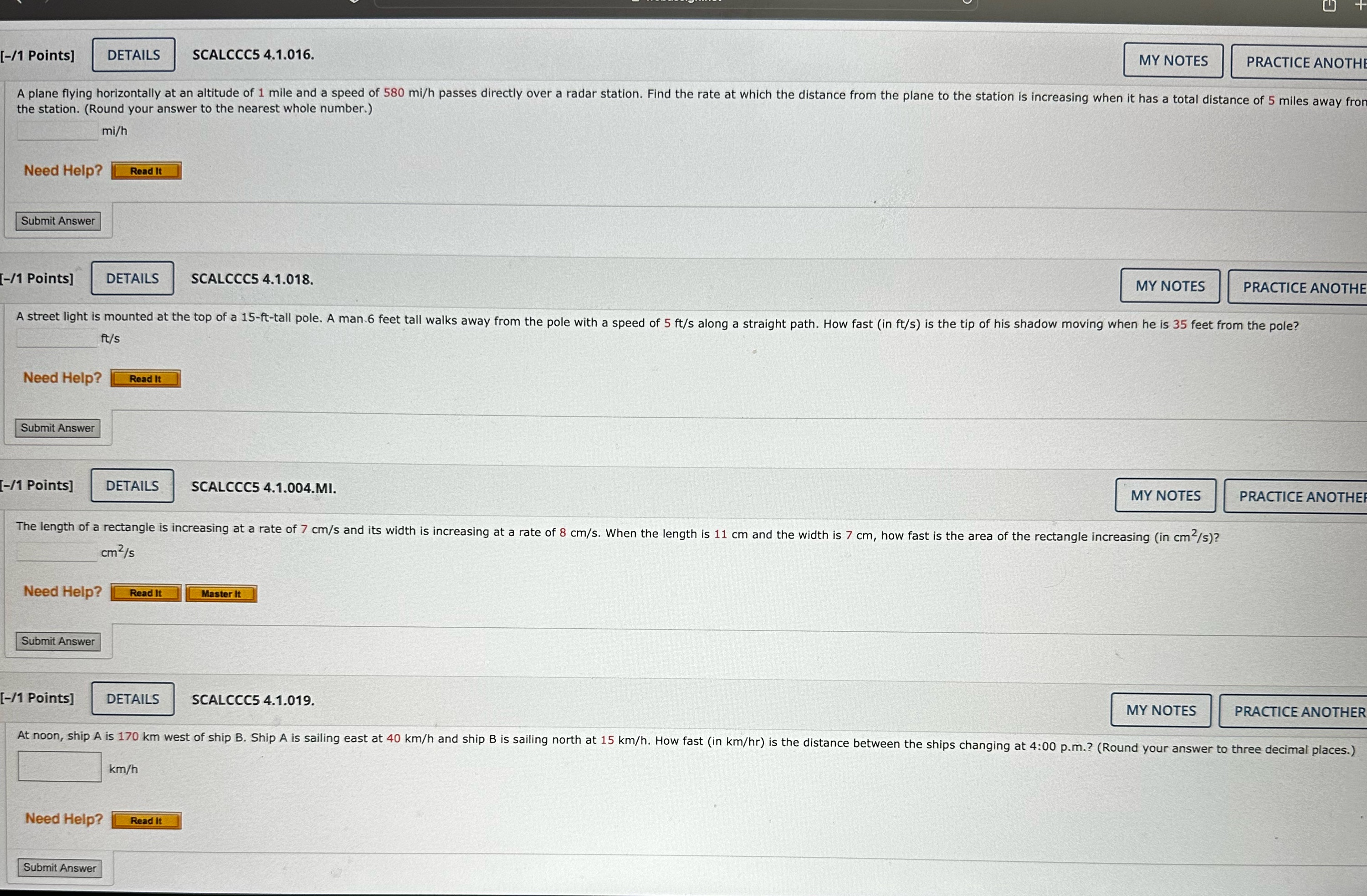 and show your work. [-/1 Points] DETAILS SCALCCC5 4.1.016. MY NOTES PRACTICE