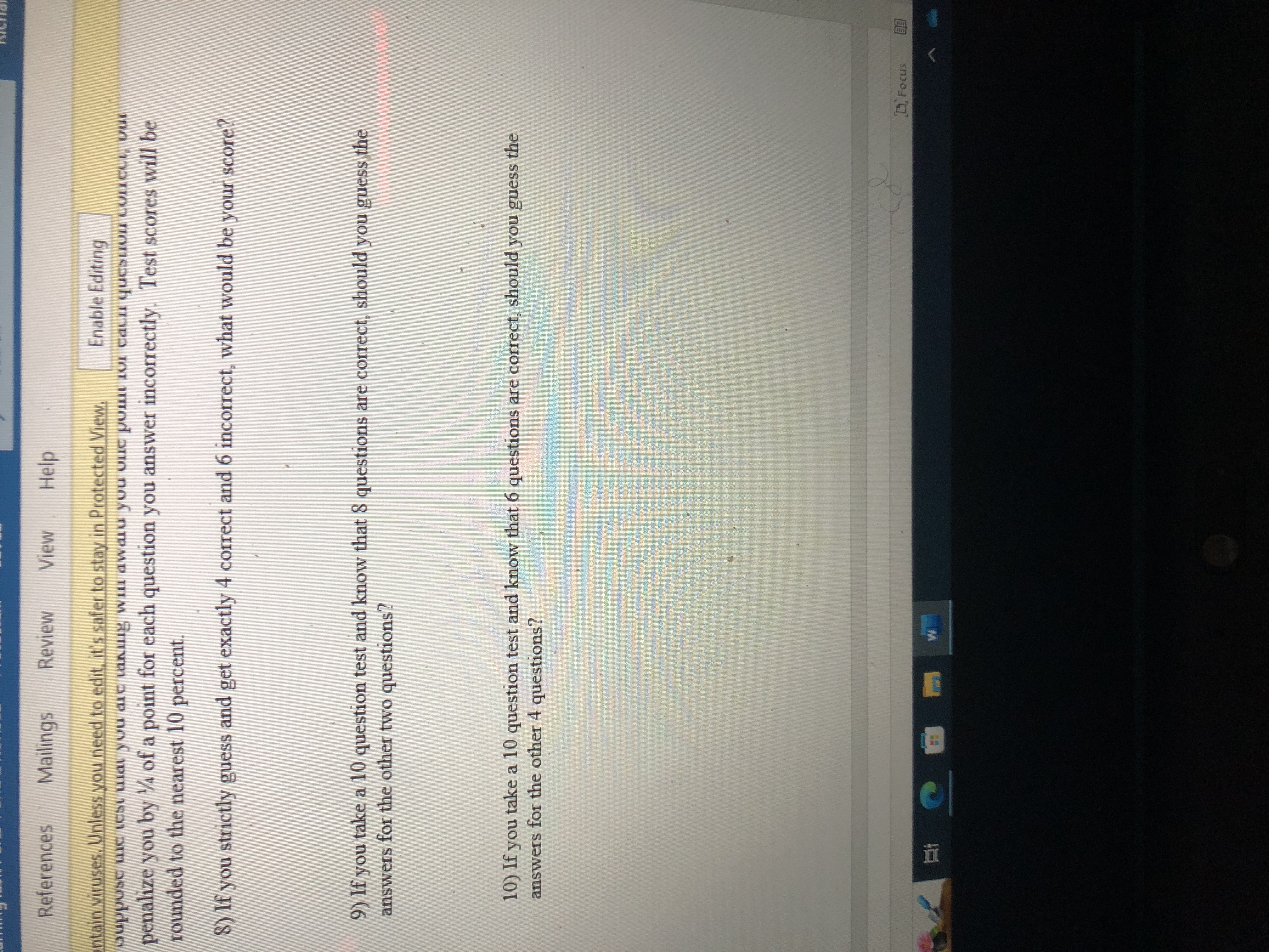Enable Editing 1) Can a 20 problem true/false test be considered a