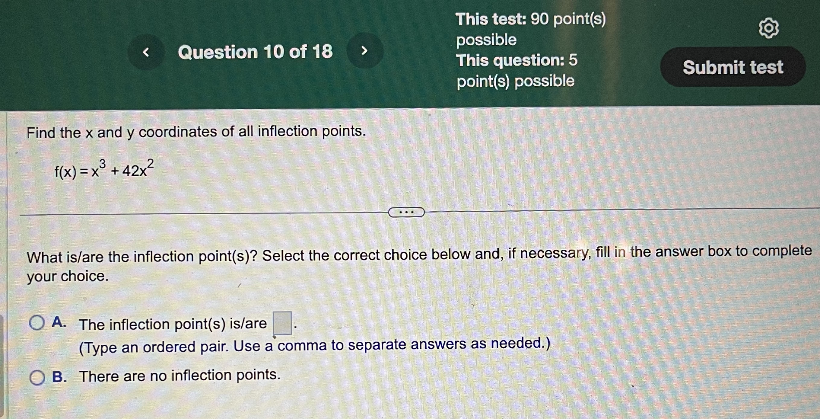 Question 10 of 18 Find the x and y coordinates of all