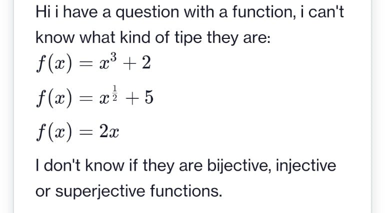 what kind of tipe they are: f (ac) = 23+2 f (a