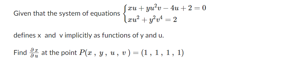  xu + yu'v - 4u + 2 = 0 Given that