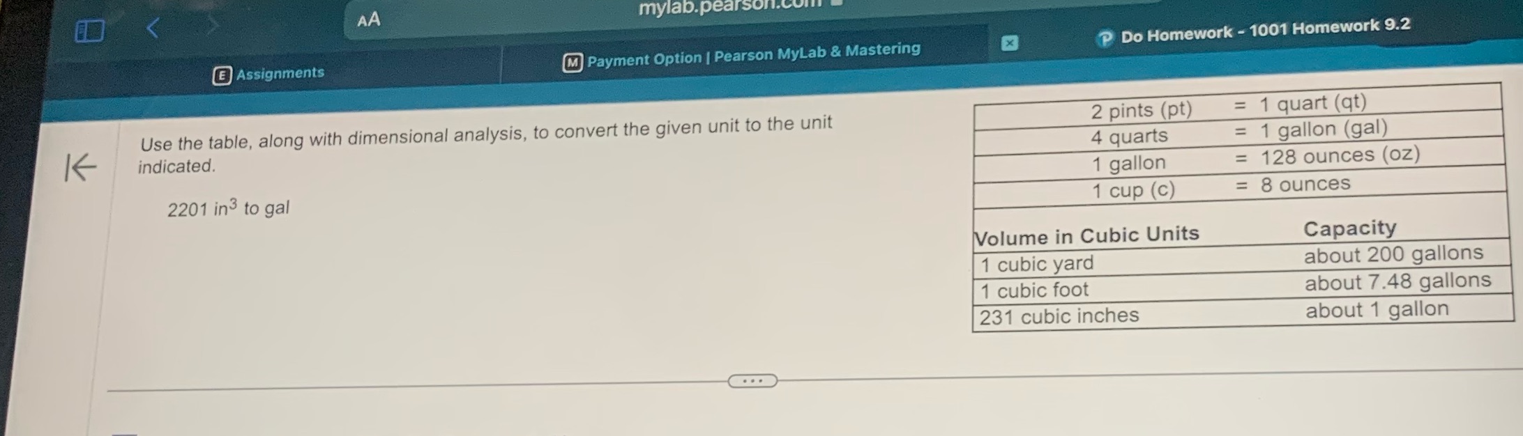 & Mastering P Do Homework - 1001 Homework 9.2 Use the table,