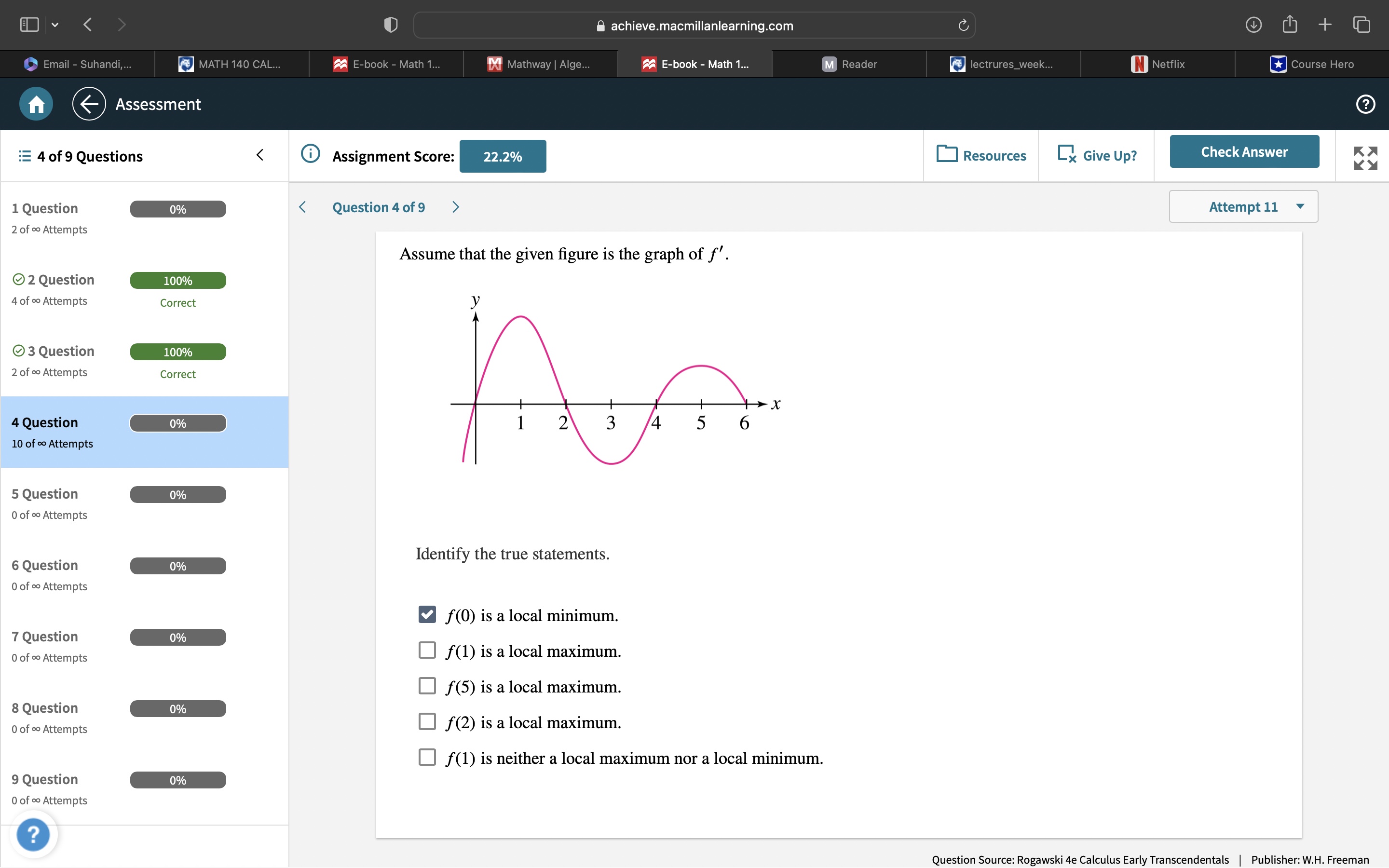  achieve.macmillanlearning.com + Email - Suhandi,... MATH 140 CAL. E-book - Math