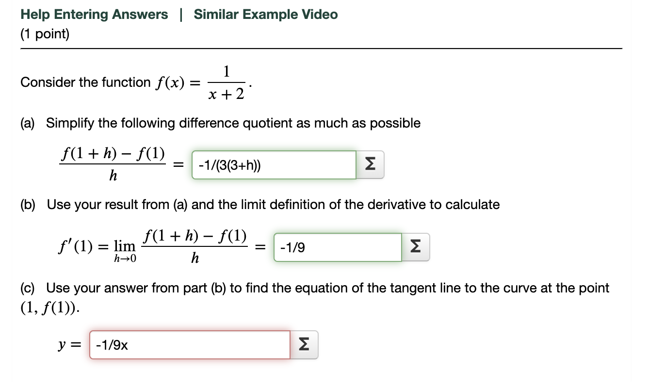 Help Entering Answers | Similar Example Video ('1 point) 1 x+2I