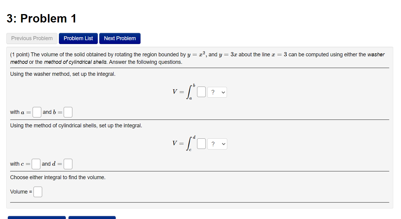  3: Problem 1 Previous Problem Problem List Next Problem (1 point)