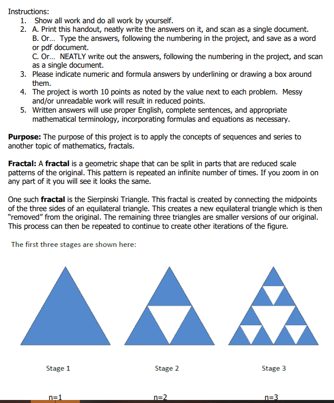  Instmctions: 1. Show all work and do all work by yourself.